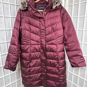 Lands' End Women's Deep Burgundy Puffer Jacket